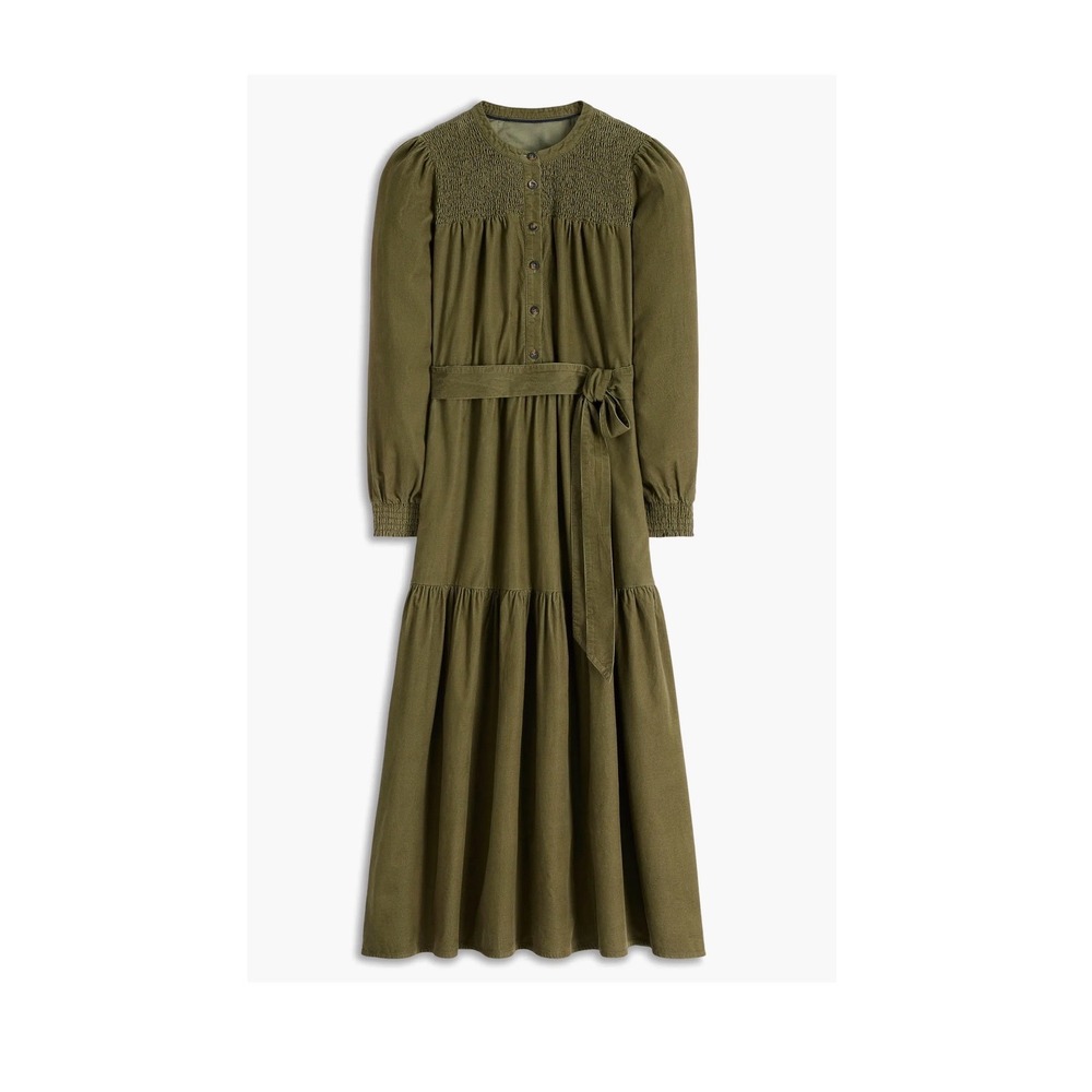 Boden Eloise Corduroy Midi Dress Size 8 Olive Green British Preppy Dark Academia